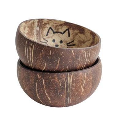 Imagem de Tigela Eco Pet De Coco Natural Para Gatos -500ml - Eco Útil Brasil