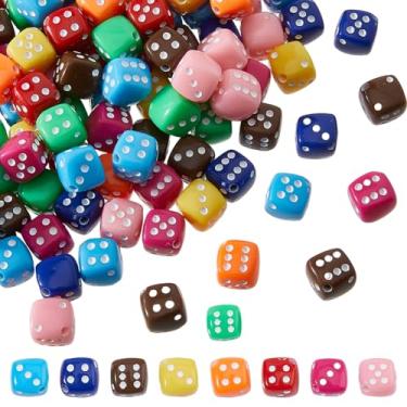 Imagem de DICOSMETIC 150 peças de contas de dados de acrílico a granel cor aleatória cubo de 12 mm contas soltas coloridas espaçador de dados contas pequenas divertidas para pulseira, colar, brinco faça você