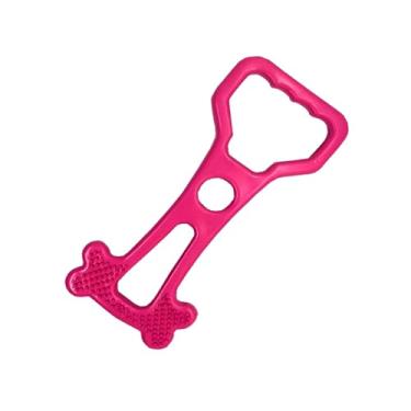 Imagem de Mordedor Interativo para Cães, Borracha Resistente, Tamanho G, com Cravos Massageadores, 23x10cm (Rosa)