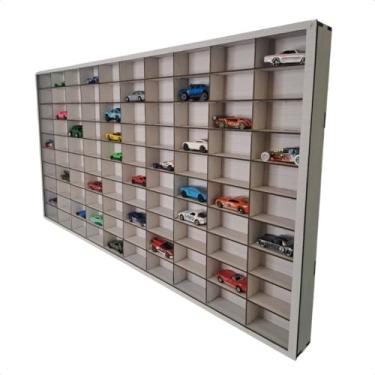 Imagem de Vitrine com capacidade para 100 carrinhos de brinquedo; pintada e feita de MDF (fibra de média densidade) resistente.expositor (Branco)