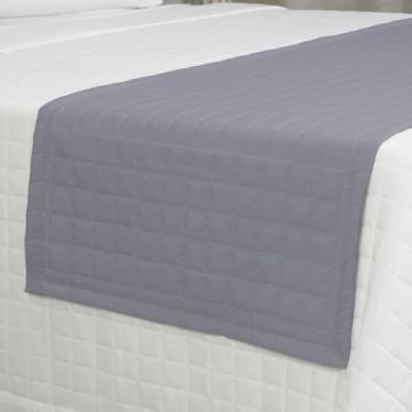 Imagem de Peseira de Cama Matelada 300 Fios, Percal, 2,00x66cm – Cama Posta Decorativa para Cama Casal e Queen Acabamento Fino (Cinza)