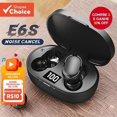Imagem de E6S Cor Preta Fones De Ouvido Sem Fio TWS Bluetooth Com Microfone Esté