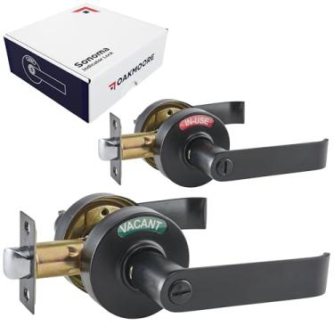 Imagem de Fechadura de maçaneta comercial, fechaduras de banheiro para portas de casa, fechadura de banheiro ocupada vazia, fechadura de porta de banheiro, trava de privacidade, maçaneta ocupada (preto)