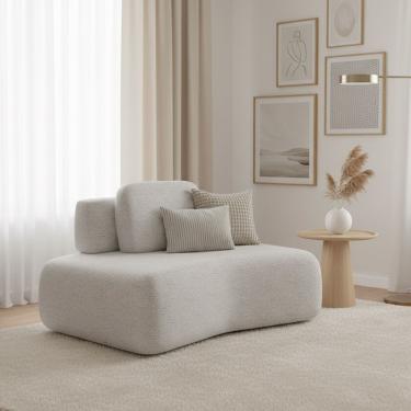 Imagem de Sofá Módulo Canto 175cm Orgânico Sala Berlim Bouclê Cinza Claro K01 - D'rossi