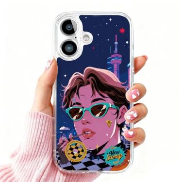 Imagem de DSJIFGEW Design de capa transparente padrão para iPhone 16 | Antiamarelamento, parte traseira rígida, proteção contra quedas de nível militar, suporta carregamento sem fio