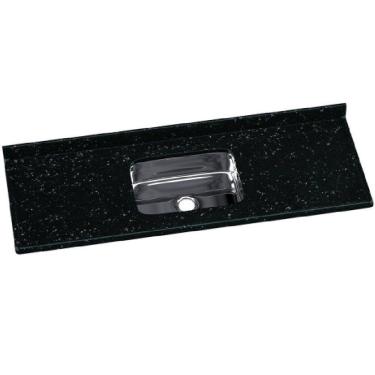 Imagem de Pia Cozinha 150x55cm Sintético Cuba Inox Pedra Escura - 562408 - A.J.RORATO