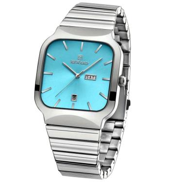 Imagem de relógio de quartzo masculino à prova d água  esportivo quadrado em aço inoxidavel