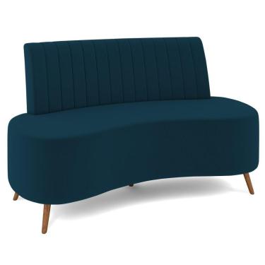 Imagem de Sofá 2 Lugares Para Sala Living 160cm Pés Palito Tamar K04 Veludo Azul - Mpozenato