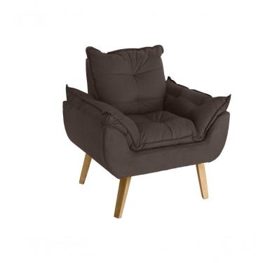 Imagem de Poltrona/cadeira Decorativa Glamour Opala Com Pés Quadrado Marrom