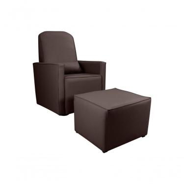 Imagem de Poltrona Cadeira Amamentação Com Balanço E Puff Matrix Cinza