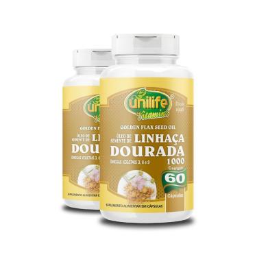 Imagem de Kit 2 óleo De Semente De Linhaça Dourada 1000mg 60 Cápsulas Unilife