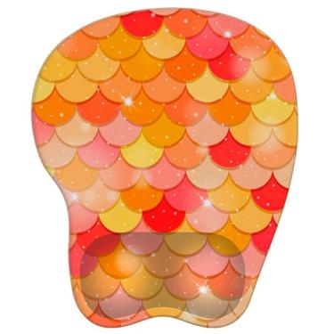 Imagem de Mouse pad com descanso de pulso mouse pad ergonômico com suporte de pulso confortável em forma de M para alívio da dor Base de PU antiderrapante para laptop, escritório e casa (laranja Mermiad)