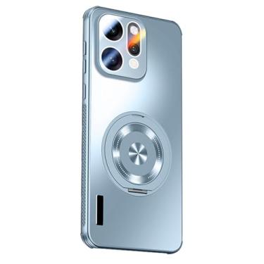 Imagem de HAOMRIYL Capa magnética para Oppo Find X9/X9pro, capa de suporte de anel de proteção de lente de envoltório completo capa rígida de dissipação de calor, cromada, X9