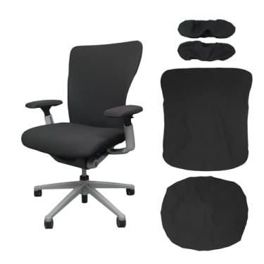 Imagem de Yerinmeich Conjunto de capa de cadeira de escritório de 4 peças, com capas de apoio de braço, respirável, ajuste confortável, adequado apenas para cadeiras de escritório Hayward Zody, preto grafite