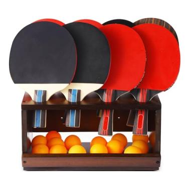 Imagem de Suporte de parede e mesa 2 em 1, organizador de raquete de tênis de mesa comporta 8 raquetes, rack de armazenamento de raquete de pingue-pongue na sala de jogos, caverna masculina, escritório, casa