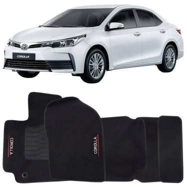 Imagem de Tapete Carpete Corolla 2018 à 2019 Preto Logo Bordado Jogo 5 Peças Personalizado Automotivo