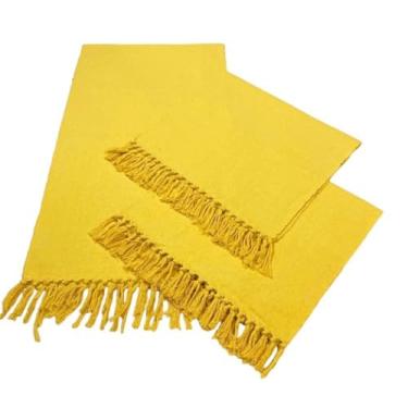 Imagem de Tapete de Cozinha, Passadeira Estilo com Franjas Kit Passadeira para Cozinha de Tear 3 Peças，Elegante e Refinado(Amarelo)