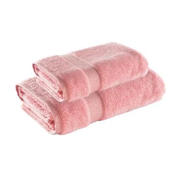 Imagem de Jogo de Toalhas Banh�o e Rosto Super Soft Zero Twist 500g/m� � 97% Algod�o e 3% Poli�ster � Alta Absor��o, Toque Macio e Secagem R�pida � Altihaus (Rosa)