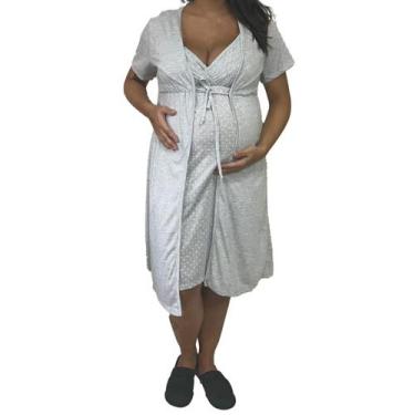 Imagem de Robe Maternidade com Camisola Gestante de Alcinha - Linda Gestante, P,