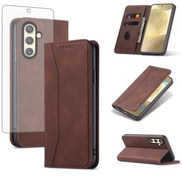 Imagem de Asuwish Capa carteira flip para celular Samsung Galaxy S24/S25 5G com protetor de tela de vidro temperado, fecho magnético, capa fólio, compartimento para cartão de crédito, suporte para celular S 24