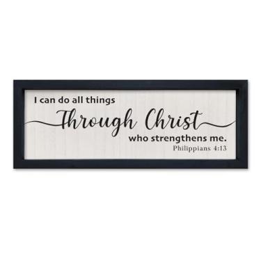Imagem de SRSZHIYUE Letreiro I Can Do All Things Through Christ 40 x 15 cm, versículo bíblico cristão, arte de parede, Filipenses 4:13, decoração de madeira para casa, igreja, sala de estar (preto)