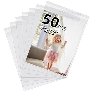 Imagem de NABCTIG Pacote com 50 mangas de plástico sem ácido, bolsas de armazenamento de mangas cristalinas para fotos de 22 x 30 cm, impressões de arte, tapetes e molduras (tamanho da bolsa: 24 cm x 30 cm)