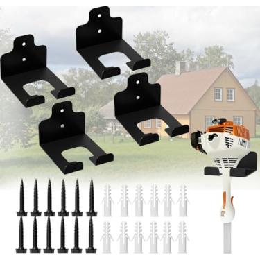 Imagem de Aoutou Rack organizador de garagem, cabide de ferramentas montado na parede para aparador de grama, aparador de sebes, cortadores de ervas daninhas e ferramentas de jardim – resistente, economia de