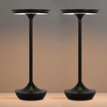 Imagem de EJQ Candeeiro de mesa sem fio recarregável, 6000 mAh, luzes de mesa LED operadas por bateria, para ambientes externos, portátil, toque, regulável, para quarto, pátio, café, restaurante, jantar, casa