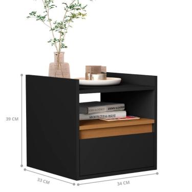 Imagem de Mesa Cabeceira Suspensa Giardini Preto Nature