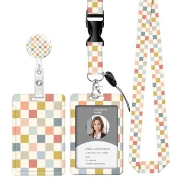 Imagem de Cordão retrátil para crachá de identificação com clipe e chaveiro, ajustável, bonito carretel de separação, durável, perfeito para mulheres enfermeiras, professoras, trabalhadoras de escritório