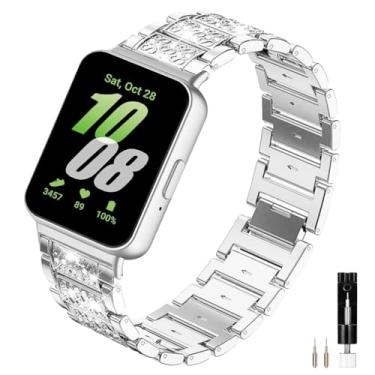 Imagem de Sankel Pulseira de relógio feminina compatível com Samsung Galaxy Fit 3, pulseira de substituição para Galaxy Fit3 SM-R390 Smartwatch Galaxy Fit3 SM-R390 (prata)