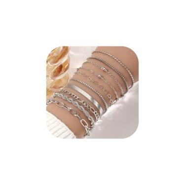 Imagem de Pulseiras de ouro para mulheres, delicadas, banhadas a ouro 14 K, conjunto de corrente de clipe de papel, empilhável, não mancha, conjuntos de joias de ouro, presentes para mulheres, joias, Medium