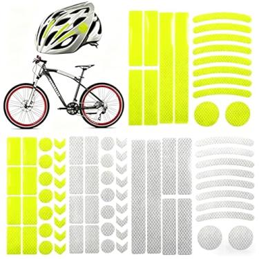 Imagem de Flohayo 2 conjuntos de adesivos refletivos de bicicleta de alta visibilidade, decalques de segurança duráveis à prova d'água para bicicletas, capacetes e equipamentos ao ar livre (branco/amarelo)