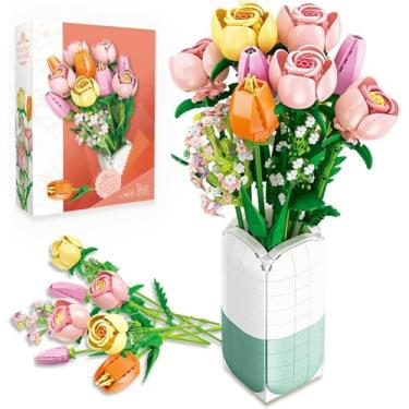 Imagem de Conjunto de Blocos de Montar Bouquet - 5 Tipos de Flores Diferentes, Compatível com Principais Marcas, Indicado para 14+ e Adultos