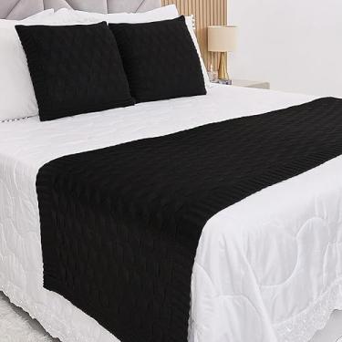 Imagem de Manta Casal, Peseira Manta Tricot Cama Casa Efeito 3d - Somente a Peseira(Black,King)