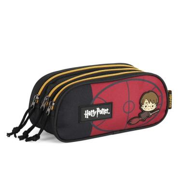 Imagem de Estojo Triplo Escolar Harry Potter Luxcel Hogwarts Preto