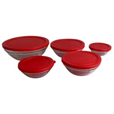 Imagem de Conjunto 5 Potes de Vidro: Organização, Praticidade e Sustentabilidade para sua Cozinha- Cor Vermelha