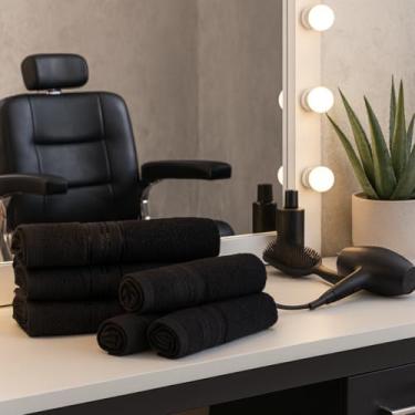 Imagem de Kit 06 Toalhas Para Salão De Beleza Barbearia Estética (Preto)
