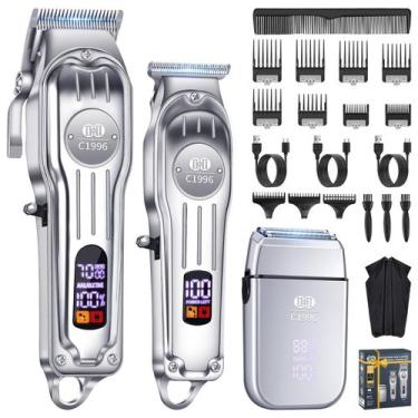 Imagem de Conjunto de máquinas de cortar e aparar cabelo CIICII para homens sem 