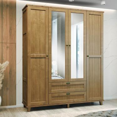 Imagem de Guarda-roupa 4 Portas 2 Gavetas Bogotá Imbuia Madeira Pinus - Cavazotto