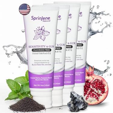 Imagem de SprinJene Sensibilidade Natural E Gengivas, Creme Dental Sem Flúor Para Dentes Gengivas Fortes - Aliviar A Boca Seca Refrescar O Hálito, Pacote Com 4