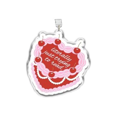 Imagem de MEIYSTICK Literally Just Trying to Read Amuleto de plugue de poeira, pingente Kindle, pingentes de plugue de pó de acrílico tipo C ou relâmpago, acessórios Kindle, pingentes de bolo de coração de