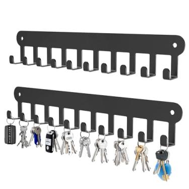 Imagem de Suzurana Pacote com 2 suportes de parede, porta-chaves para parede, suporte de parede, ganchos para chaves pendurados, suporte de parede com 10 ganchos, suporte de chave para sala de estar, cozinha ou