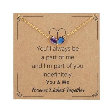 Imagem de SOPIFY Colar feminino com pedra do nascimento de zircônia cúbica banhada a ouro 14K, não mancha, joia de nascimento para mãe e filha (V4), Adjustable, Cobre, Sem Pedra Preciosa