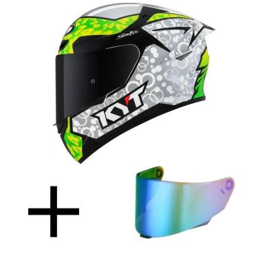 Imagem de Capacete KYT TT Course Arbolino Cinza e Mais Viseira Camaleão-Masculino