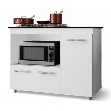 Imagem de Balcão Para Cooktop Anna 114cm 03 Portas Com Tampo Recortado Branco - Abmaza