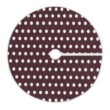 Imagem de ATTX Saia para árvore de Natal marrom e branca de bolinhas 90 cm, decoração festiva para festas de Natal e Ano Novo #90