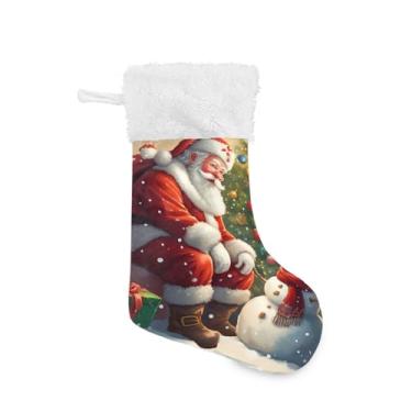 Imagem de GakkiGii Meias de Natal grandes com padrões de Natal vintage, decoração de Natal suspensa para parede de árvore de lareira, 45 x 31 cm