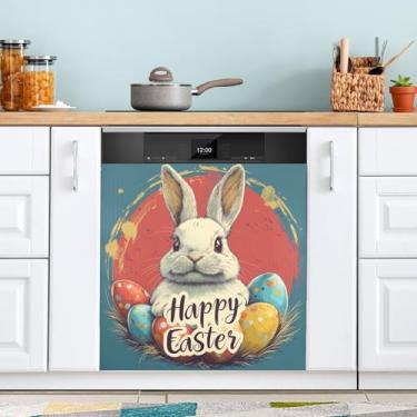 Imagem de ATTX Capa de ímã de lava-louças de coelhinho fofo da Páscoa, 58,4 cm C x 66 cm A, decoração da capa da máquina de lavar louça, decalques de armário doméstico e eletrodomésticos adesivos #34