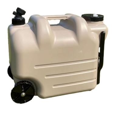 Imagem de menolana Jarro de armazenamento de água para acampamento, carregador de água portátil com rodas e, dispensador de bebidas, balde para pesca, churrasco, Cáqui